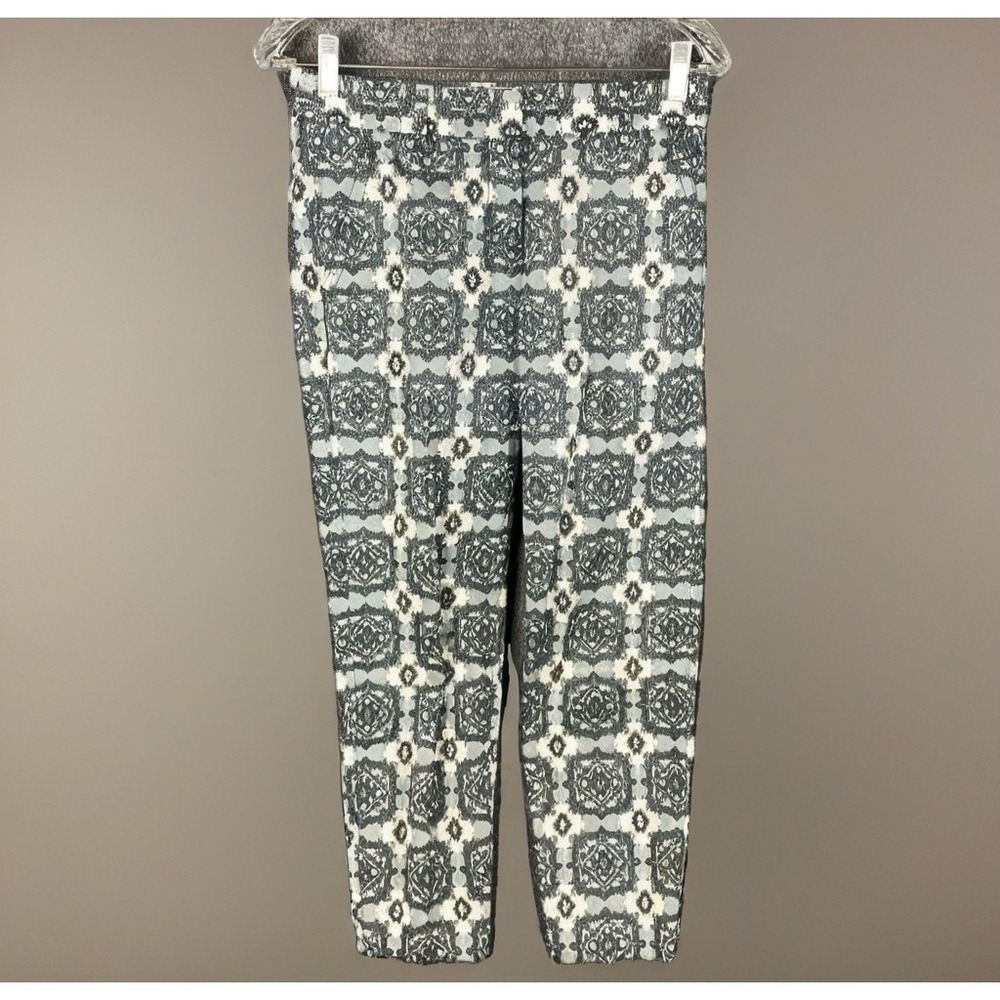 J. Crew Pants Womens 10 Green Paisley City Fit Ankle Skimmer Stretch Capri